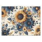 Rustic Sunflowers Navy Blue Daisies Decoupage