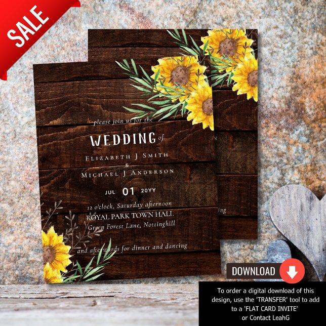 Rustic Sunflowers Olive Leaves Wedding Flyer (Creator Uploaded)