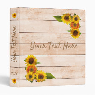 Rustic Sunflowers on Wood Binder