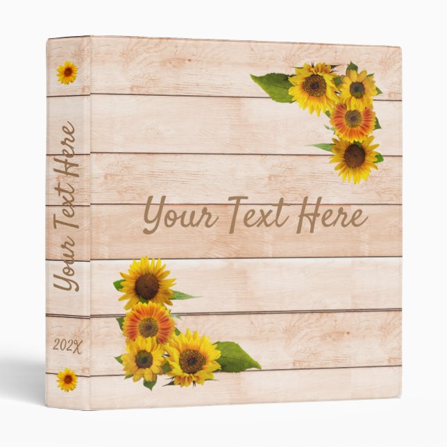 Rustic Sunflowers on Wood Binder (Front/Spine)