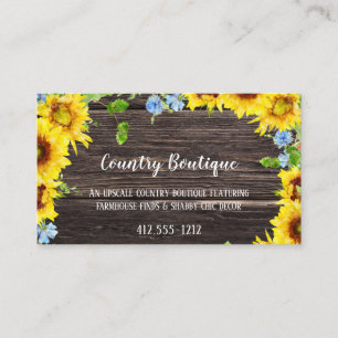 Rustic Sunflowers on Wood Country Business Card