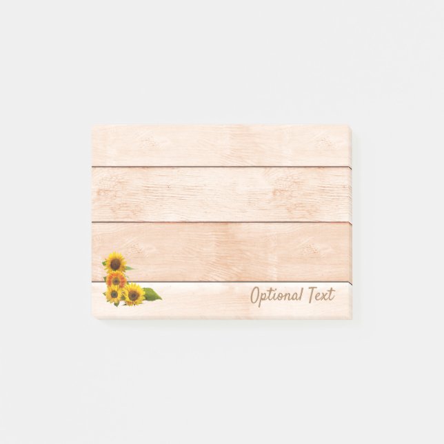 Rustic Sunflowers on Wood Post-it Notes (Front)