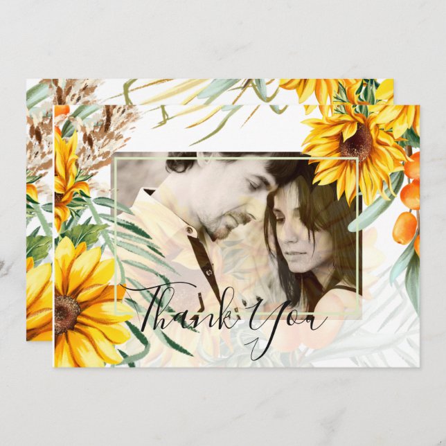 Rustic Sunflowers Pampas Grass Wedding (Front/Back)
