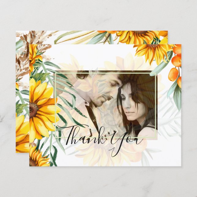 Rustic Sunflowers Pampas Grass Wedding (Front/Back)