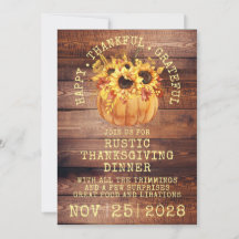 Rustic Sunflowers Pumpkin Wood Thanksgiving Dinner