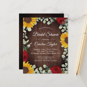 Rustic Sunflowers Roses Greenery Bridal Shower 