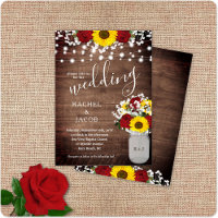 Rustic Sunflowers Roses Jar Lights Floral Wedding