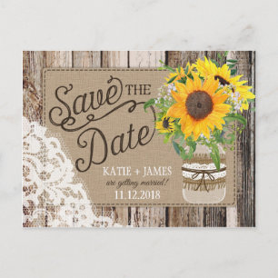 Rustic Sunflowers Save the Date Announcement Postcard