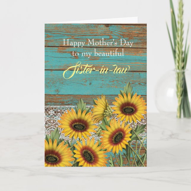 Rustic Sunflowers Sister in Law Mother's Day Card (Front)