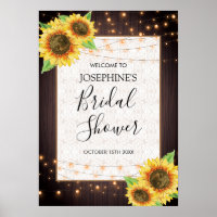 Rustic Sunflowers String Lights Lace Bridal Shower