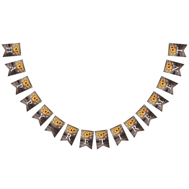 Rustic Sunflowers String Lights Retirement Party Bunting Flags (All)