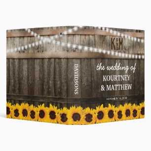 Rustic Sunflowers String Lights Wedding Photo Binder