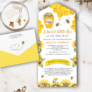 Rustic Sunflowers Sweet Honey Bee Baby Shower All In One Invitation