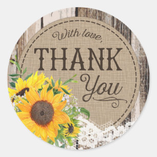Rustic Sunflowers Thank You Wedding Label