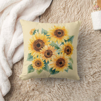 Rustic Sunflowers Throw Pillow