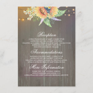 Rustic Sunflowers Wedding Information Guest Card