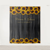 Rustic sunflowers wedding photo booth backdrop