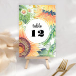 Rustic Sunflowers Wedding Table Number Card<br><div class="desc">Rustic Sunflowers and Wildflowers Watercolor Painting Design Personalized Wedding Table Number Cards. Matching Wedding Invitations,  Bridal Shower Invitations,  Save the Date Cards,  Bridesmaid To Be Request Cards,  Thank You Cards,  Wedding  Favours and Gifts available in the Rustic Design Category of our Store.</div>