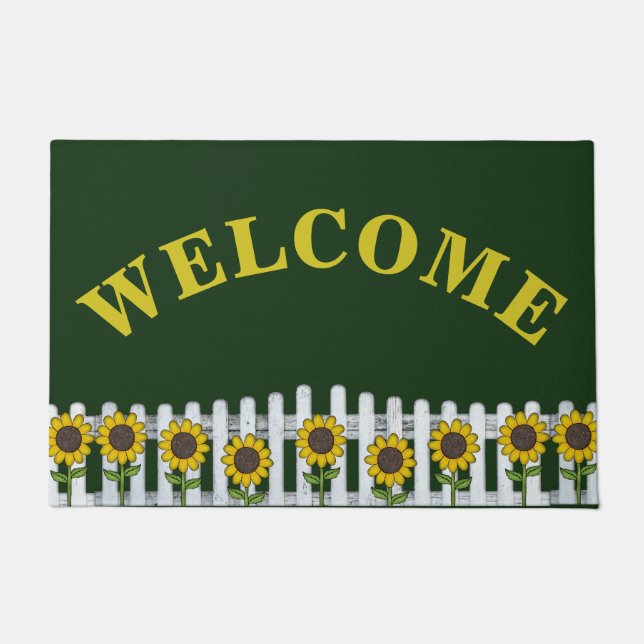 Rustic Sunflowers Welcome Door Mat (Front)