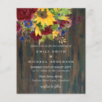 Rustic Sunflowers Yellow Burgundy Floral Wedding