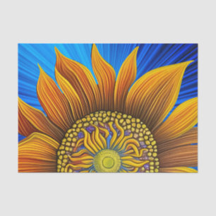 Rustic Sunny Sunflower on Blue Tissue Paper