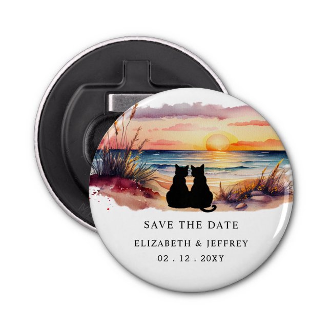 Rustic Sunset Beach Save The Date Magnet Bottle Opener (Front)
