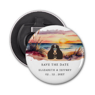 Rustic Sunset Beach Save The Date Magnet Bottle Opener