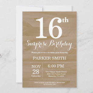 Rustic Surprise 16th Birthday Invitation