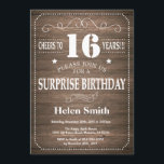 Rustic Surprise 16th Birthday Invitation<br><div class="desc">Rustic Surprise 16th Birthday Invitation with Rustic Wood Background. Vintage Retro. Adult Birthday. Male Men or Women Birthday. Kids Boy or Girl Lady Teen Teenage Bday Invite. 13th 15th 16th 18th 20th 21st 30th 40th 50th 60th 70th 80th 90th 100th. Any Age. For further customization, please click the "Customize it"...</div>
