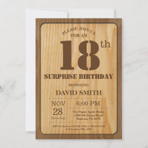 Rustic Surprise 18e anniversaire Invitation Bois