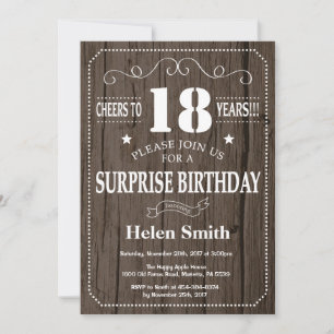 Rustic Surprise 18th Birthday Invitation