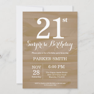 Rustic Surprise 21st Birthday Invitation