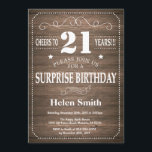 Rustic Surprise 21st Birthday Invitation<br><div class="desc">Rustic Surprise 21st Birthday Invitation with Rustic Wood Background. Vintage Retro. Adult Birthday. Male Men or Women Birthday. Kids Boy or Girl Lady Teen Teenage Bday Invite. 13th 15th 16th 18th 20th 21st 30th 40th 50th 60th 70th 80th 90th 100th. Any Age. For further customization, please click the "Customize it"...</div>