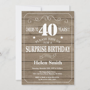 Rustic Surprise 40th Birthday Invitation