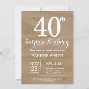 Rustic Surprise 40th Birthday Invitation