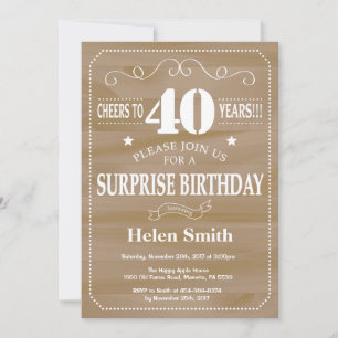Rustic Surprise 40th Birthday Invitation