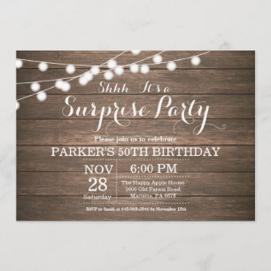 Rustic Surprise 50th Birthday Invitation Wood