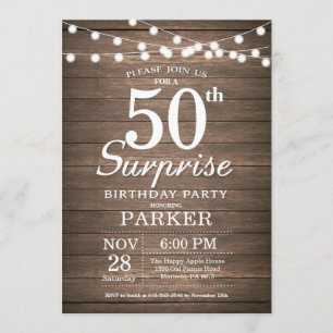 Rustic Surprise 50th Birthday Invitation Wood