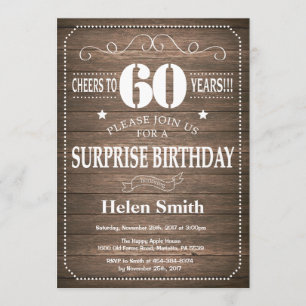 Rustic Surprise 60e anniversaire Invitation