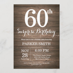 Rustic Surprise 60e anniversaire Invitation