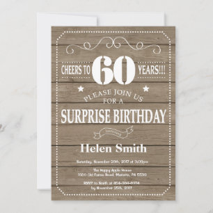 Rustic Surprise 60th Birthday Invitation