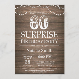 Rustic Surprise 60th Birthday Invitation