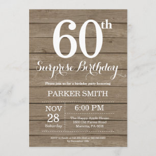 Rustic Surprise 60th Birthday Invitation