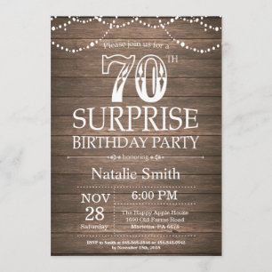 Rustic Surprise 70e anniversaire Invitation