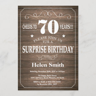 Rustic Surprise 70e anniversaire Invitation