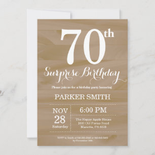 Rustic Surprise 70th Birthday Invitation