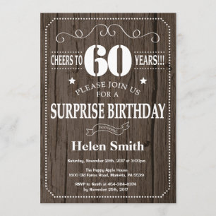 Rustic Surprise Invitation à l'anniversaire du 60e