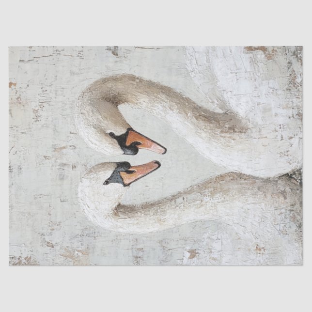 Rustic Swan Oil Painting Decoupage Tissue Paper (Front)