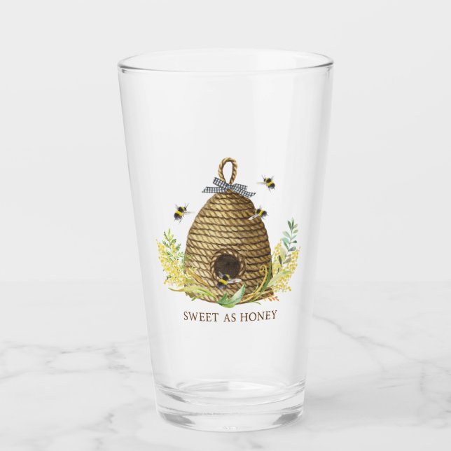 Rustic Sweet As Honey Bee Hive  Glass (Front)