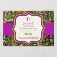 Rustic Sweet Sixteen Camo Birthday Invitation